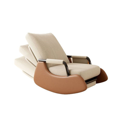 Modern Minimalist Corduroy Faux Leather Solid Wood Carbon Steel Rectangular Accent Chair Adjustable Backrest Armrest For Living Room