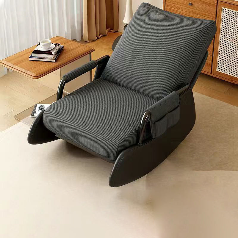 Modern Minimalist Corduroy Faux Leather Solid Wood Carbon Steel Rectangular Accent Chair Adjustable Backrest Armrest For Living Room