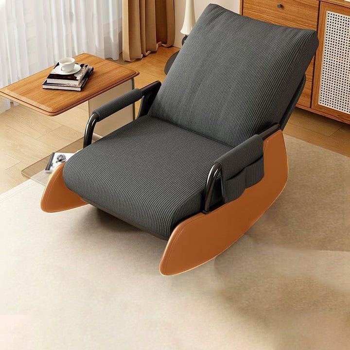 Modern Minimalist Corduroy Faux Leather Solid Wood Carbon Steel Rectangular Accent Chair Adjustable Backrest Armrest For Living Room