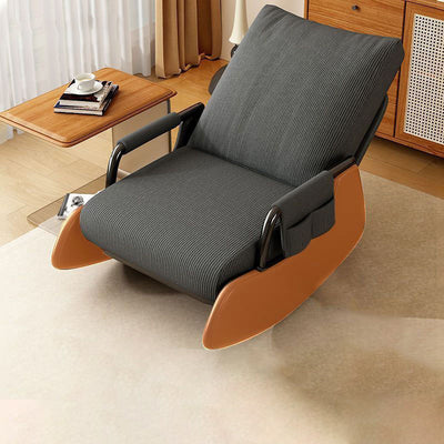 Modern Minimalist Corduroy Faux Leather Solid Wood Carbon Steel Rectangular Accent Chair Adjustable Backrest Armrest For Living Room