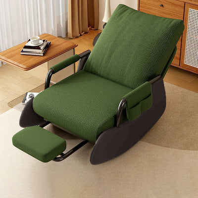 Modern Minimalist Corduroy Faux Leather Solid Wood Carbon Steel Rectangular Accent Chair Adjustable Backrest Armrest For Living Room