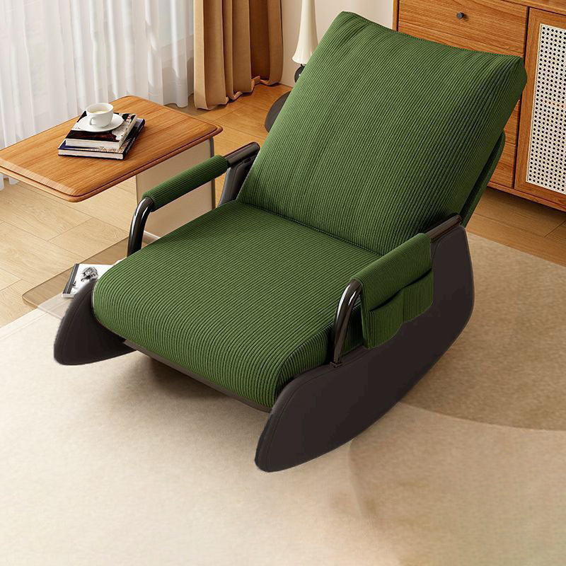 Modern Minimalist Corduroy Faux Leather Solid Wood Carbon Steel Rectangular Accent Chair Adjustable Backrest Armrest For Living Room