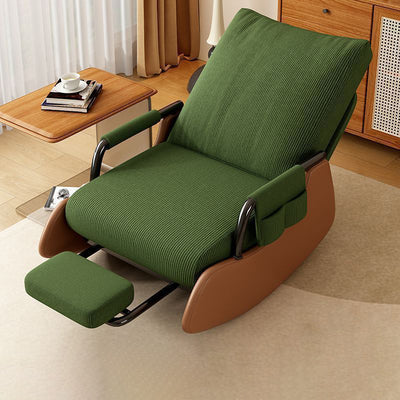 Modern Minimalist Corduroy Faux Leather Solid Wood Carbon Steel Rectangular Accent Chair Adjustable Backrest Armrest For Living Room