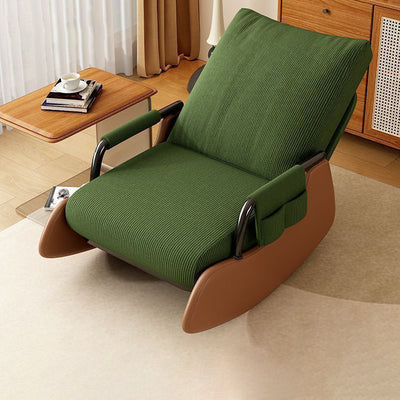 Modern Minimalist Corduroy Faux Leather Solid Wood Carbon Steel Rectangular Accent Chair Adjustable Backrest Armrest For Living Room