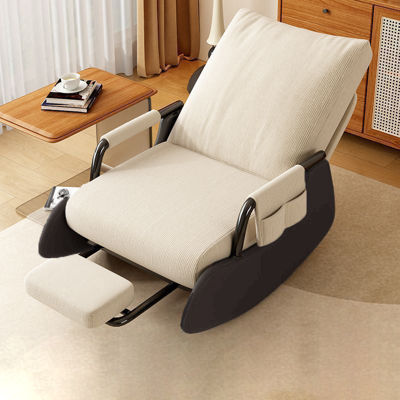 Modern Minimalist Corduroy Faux Leather Solid Wood Carbon Steel Rectangular Accent Chair Adjustable Backrest Armrest For Living Room