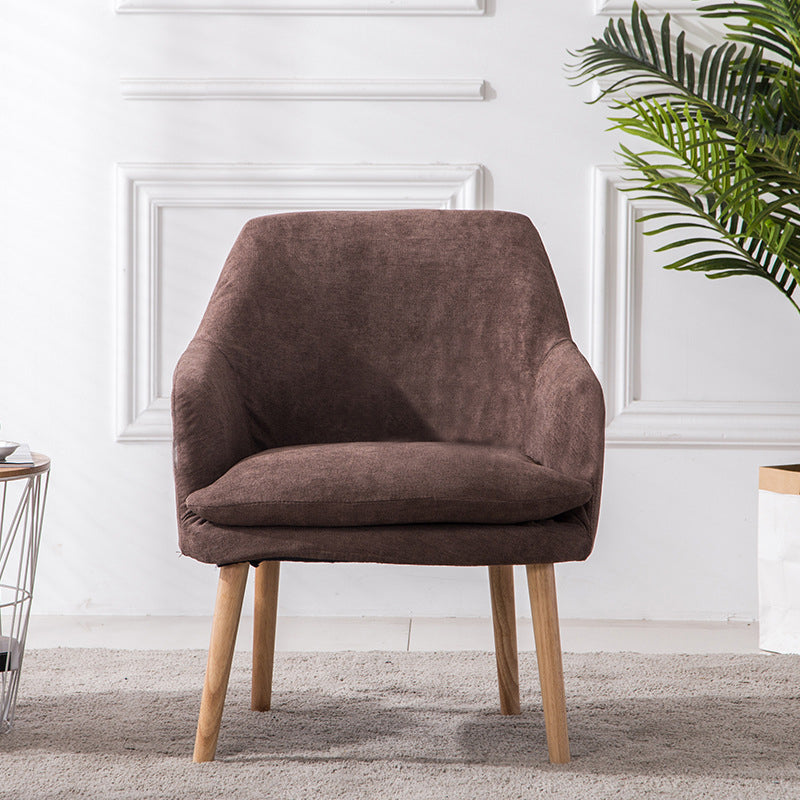 Silla de comedor de madera maciza con respaldo y reposabrazos de terciopelo rectangular nórdico contemporáneo para comedor 