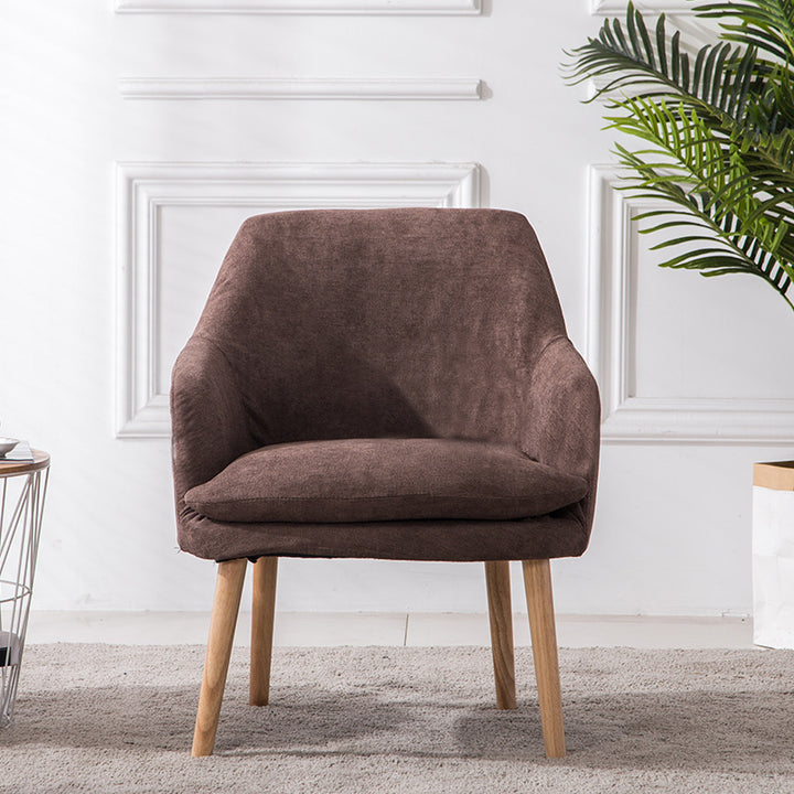 Silla de comedor de madera maciza con respaldo y reposabrazos de terciopelo rectangular nórdico contemporáneo para comedor 