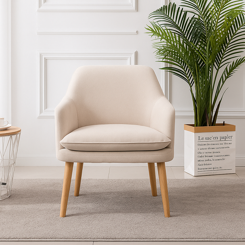 Contemporary Nordic Rectangular Velvet Solid Wood Dining Chair Armrest Backrest For Dining Room