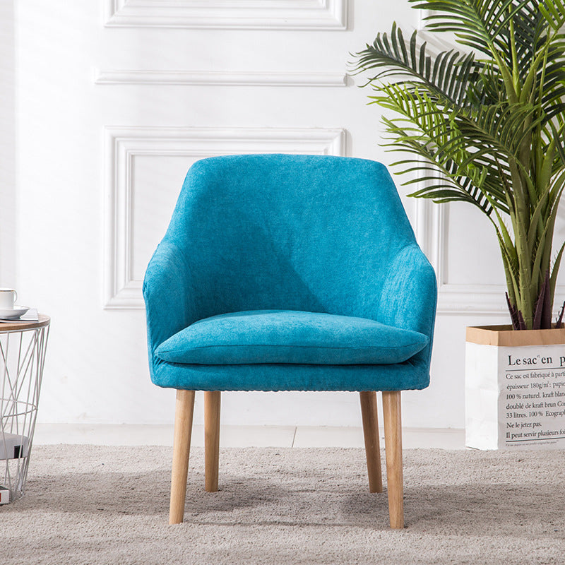 Contemporary Nordic Rectangular Velvet Solid Wood Dining Chair Armrest Backrest For Dining Room