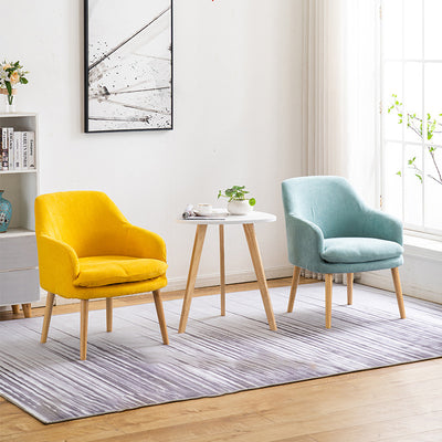 Contemporary Nordic Rectangular Velvet Solid Wood Dining Chair Armrest Backrest For Dining Room