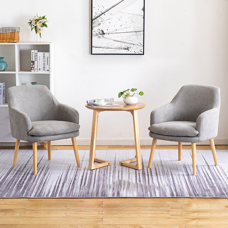 Contemporary Nordic Rectangular Velvet Solid Wood Dining Chair Armrest Backrest For Dining Room