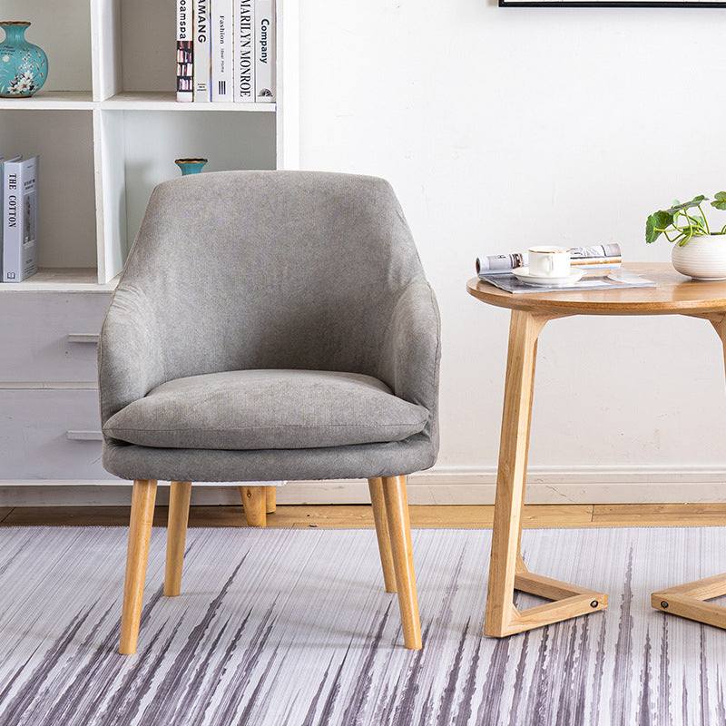 Contemporary Nordic Rectangular Velvet Solid Wood Dining Chair Armrest Backrest For Dining Room