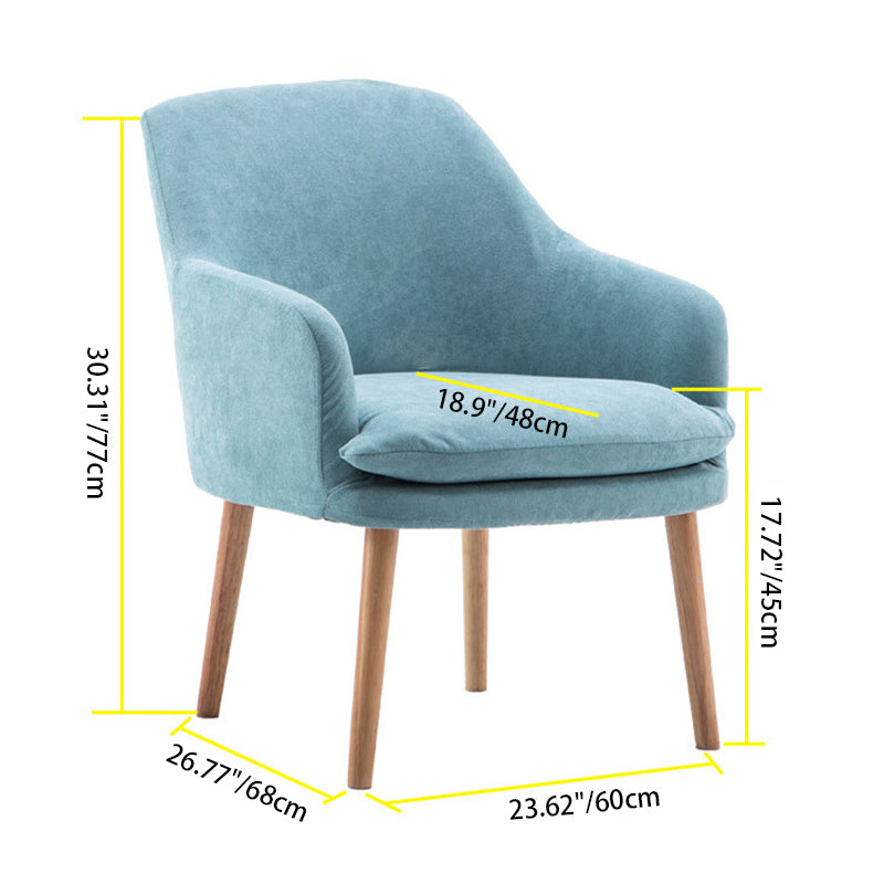 Contemporary Nordic Rectangular Velvet Solid Wood Dining Chair Armrest Backrest For Dining Room