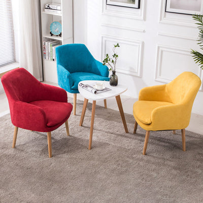 Contemporary Nordic Rectangular Velvet Solid Wood Dining Chair Armrest Backrest For Dining Room