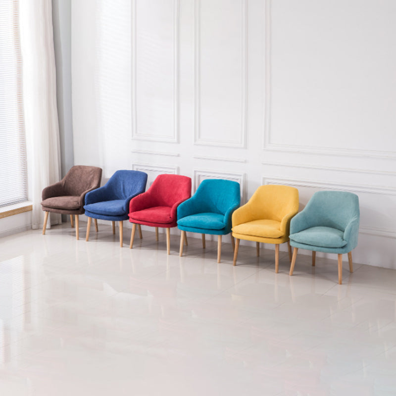 Contemporary Nordic Rectangular Velvet Solid Wood Dining Chair Armrest Backrest For Dining Room