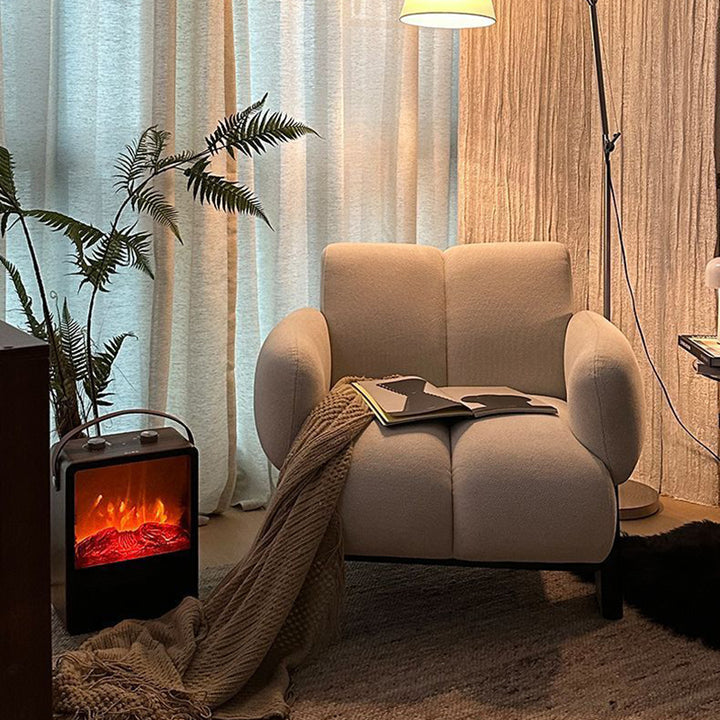 Silla de acento contemporánea nórdica rectangular de lino con reposabrazos y respaldo para sala de estar 