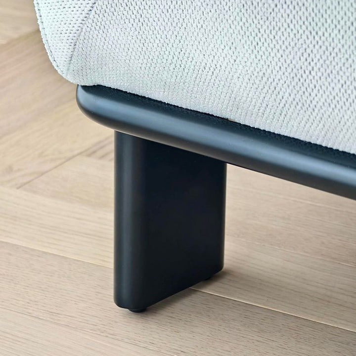 Silla de acento contemporánea nórdica rectangular de lino con reposabrazos y respaldo para sala de estar 