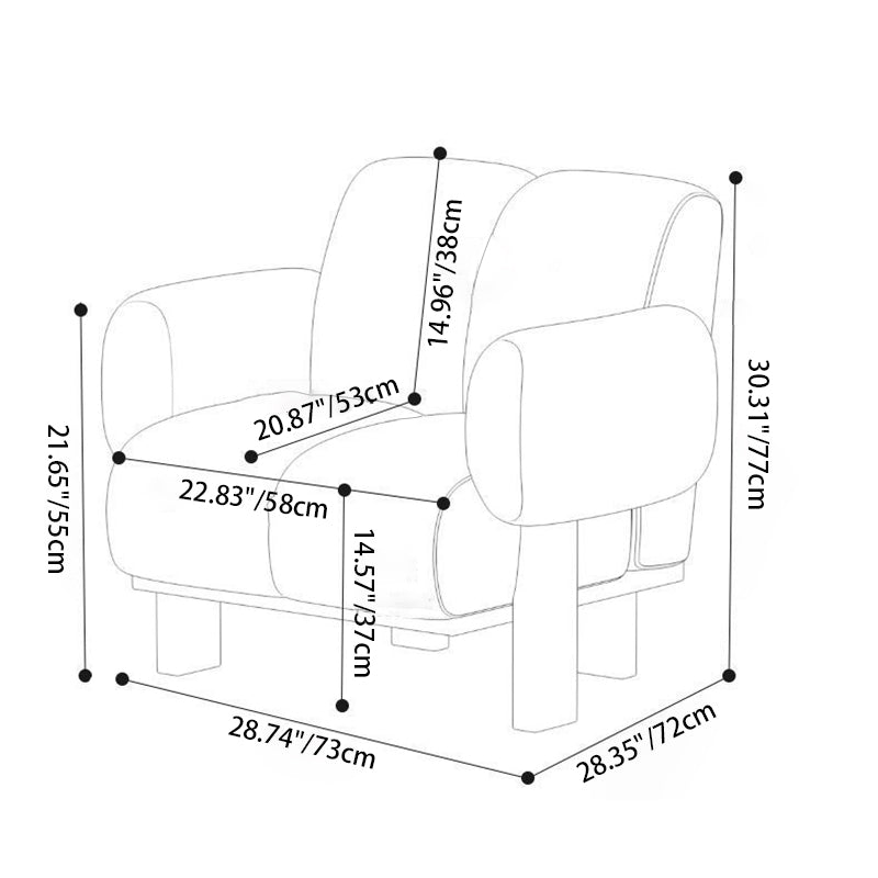 Silla de acento contemporánea nórdica rectangular de lino con reposabrazos y respaldo para sala de estar 