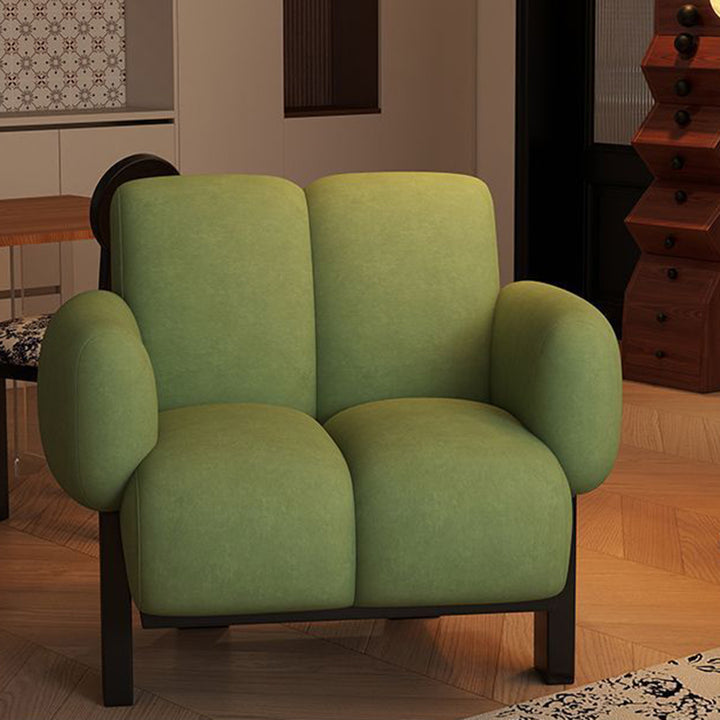 Silla de acento contemporánea nórdica rectangular de lino con reposabrazos y respaldo para sala de estar 