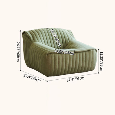 Modern Minimalist Rectangular Suede Velvet Solid Wood Accent Chair Backrest Armrest For Living Room