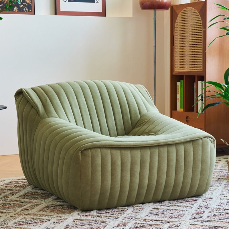 Modern Minimalist Rectangular Suede Velvet Solid Wood Accent Chair Backrest Armrest For Living Room