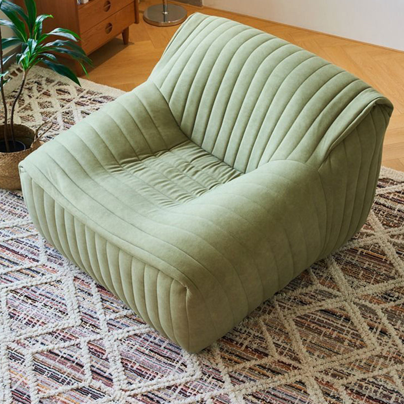 Modern Minimalist Rectangular Suede Velvet Solid Wood Accent Chair Backrest Armrest For Living Room