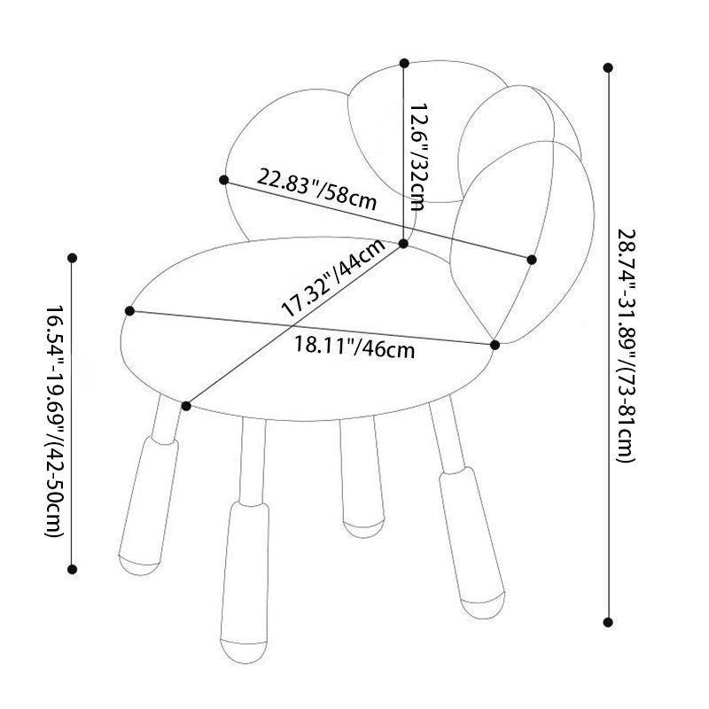Modern Minimalist Petal-Shaped Sherpa Fabric PP Silicone Vanity Stool Backrest Armless For Bedroom