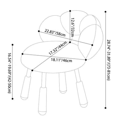 Modern Minimalist Petal-Shaped Lambswool PP Silicone Vanity Stool Backrest Armless For Bedroom