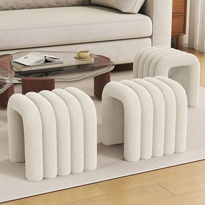 Contemporary Creative Arch Design Velvet Fabric Solid Wood Vanity Stool Backless Armless For Bedroom