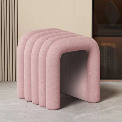 Contemporary Creative Arch Design Velvet Fabric Solid Wood Vanity Stool Backless Armless For Bedroom