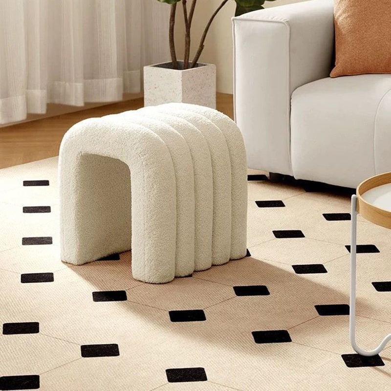 Contemporary Creative Arch Design Velvet Fabric Solid Wood Vanity Stool Backless Armless For Bedroom