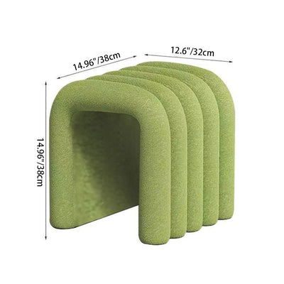 Contemporary Creative Arch Design Velvet Fabric Solid Wood Vanity Stool Backless Armless For Bedroom