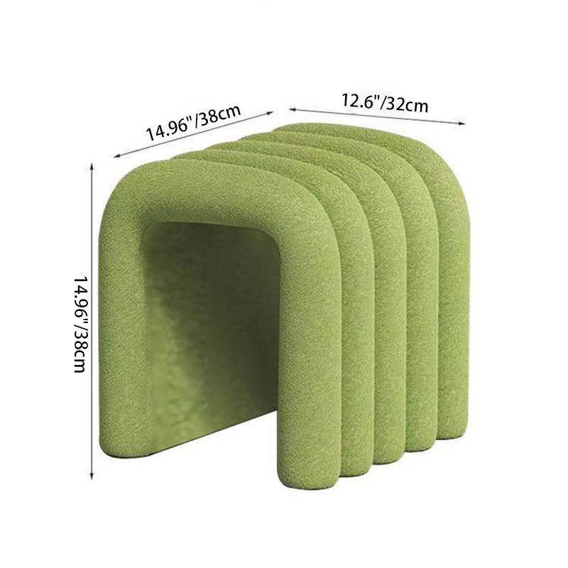 Contemporary Creative Arch Design Velvet Fabric Solid Wood Vanity Stool Backless Armless For Bedroom