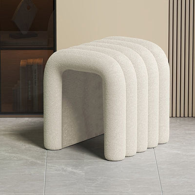 Contemporary Creative Arch Design Velvet Fabric Solid Wood Vanity Stool Backless Armless For Bedroom