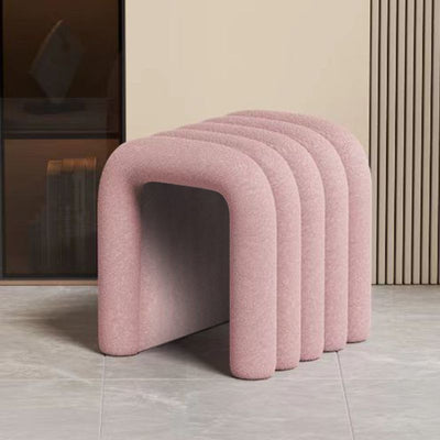 Contemporary Creative Arch Design Velvet Fabric Solid Wood Vanity Stool Backless Armless For Bedroom