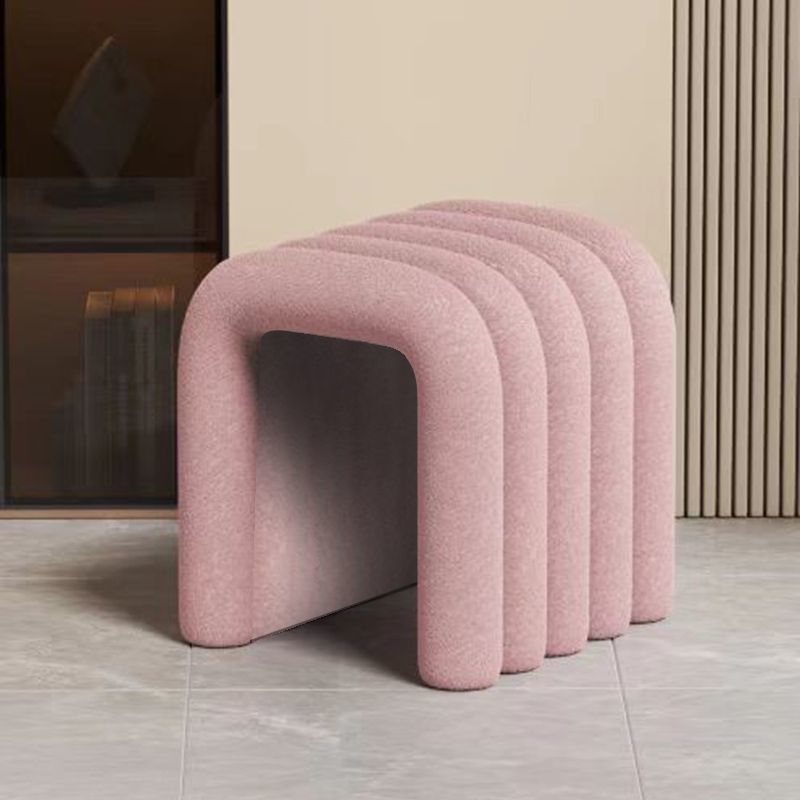 Contemporary Creative Arch Design Velvet Fabric Solid Wood Vanity Stool Backless Armless For Bedroom