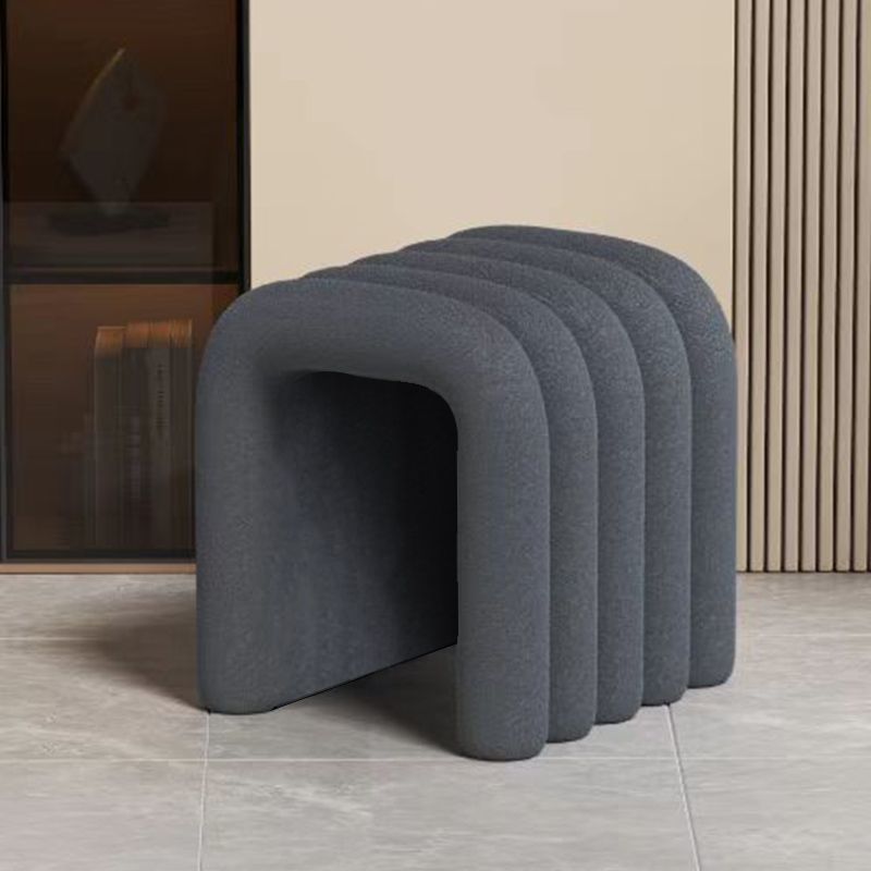 Contemporary Creative Arch Design Velvet Fabric Solid Wood Vanity Stool Backless Armless For Bedroom