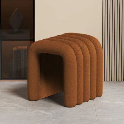 Contemporary Creative Arch Design Velvet Fabric Solid Wood Vanity Stool Backless Armless For Bedroom