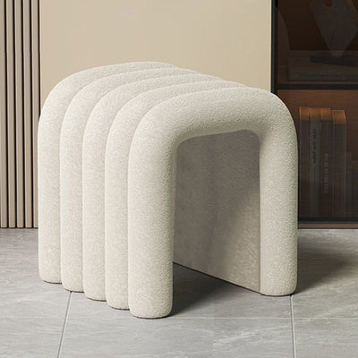 Contemporary Creative Arch Design Velvet Fabric Solid Wood Vanity Stool Backless Armless For Bedroom
