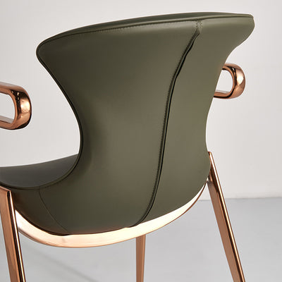 Contemporary Luxury Curved Saddle Leather Carbon Steel Dining Chair Backrest Armrest For Dining Room