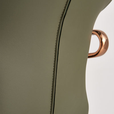 Contemporary Luxury Curved Saddle Leather Carbon Steel Dining Chair Backrest Armrest For Dining Room