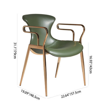 Contemporary Luxury Curved Saddle Leather Carbon Steel Dining Chair Backrest Armrest For Dining Room