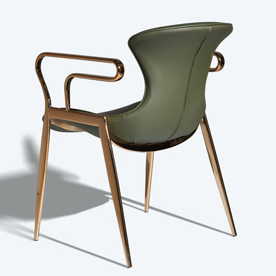 Contemporary Luxury Curved Saddle Leather Carbon Steel Dining Chair Backrest Armrest For Dining Room