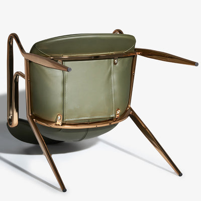 Contemporary Luxury Curved Saddle Leather Carbon Steel Dining Chair Backrest Armrest For Dining Room