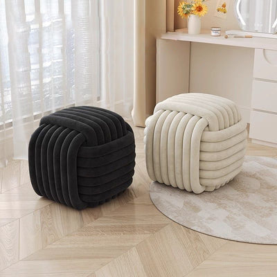 Contemporary Creative Rectangular Velvet Solid Wood Vanity Stool Backless Armless For Bedroom