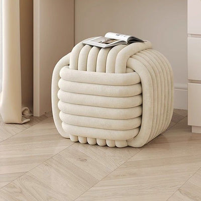 Contemporary Creative Rectangular Velvet Solid Wood Vanity Stool Backless Armless For Bedroom