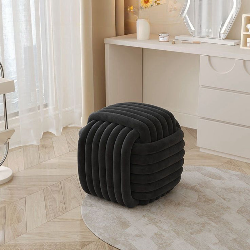 Contemporary Creative Rectangular Velvet Solid Wood Vanity Stool Backless Armless For Bedroom