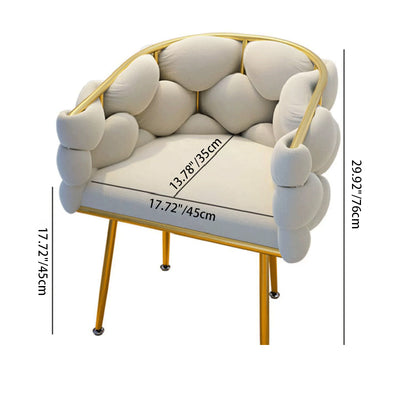 Contemporary Creative Curved Bubble Velvet Carbon Steel Vanity Stool Backrest Armrest For Bedroom