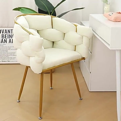 Contemporary Creative Curved Bubble Velvet Carbon Steel Vanity Stool Backrest Armrest For Bedroom