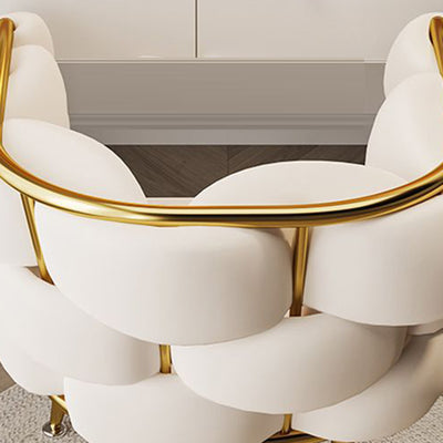 Contemporary Creative Curved Bubble Velvet Carbon Steel Vanity Stool Backrest Armrest For Bedroom